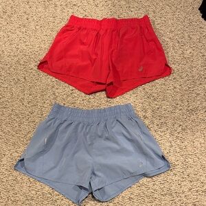 Women's Red and Blue Athletic Shorts